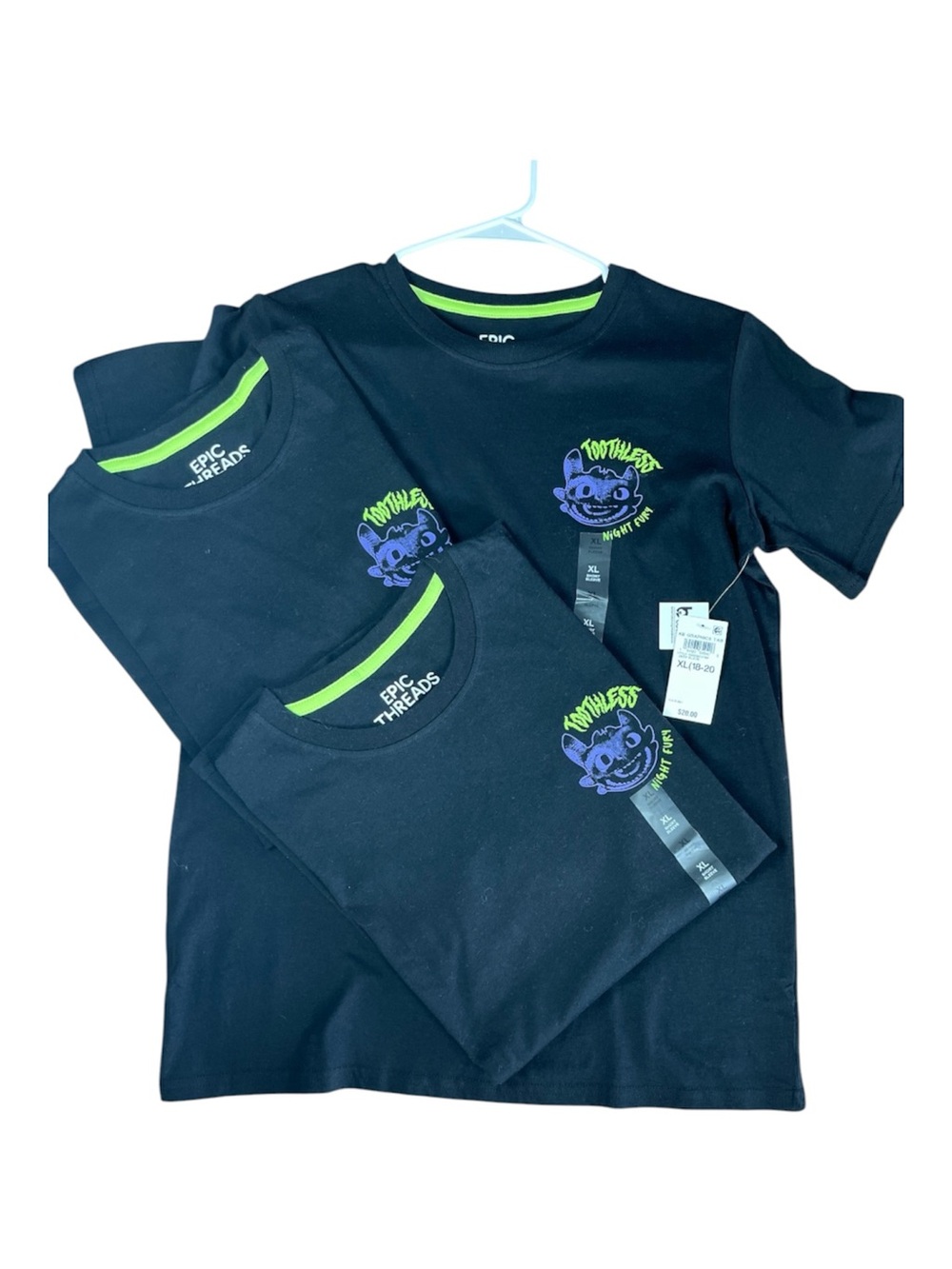 LOT OF 3 Epic Threads Toothless Dragon Graphic Tees NWT Boys XL 18-20 Black
